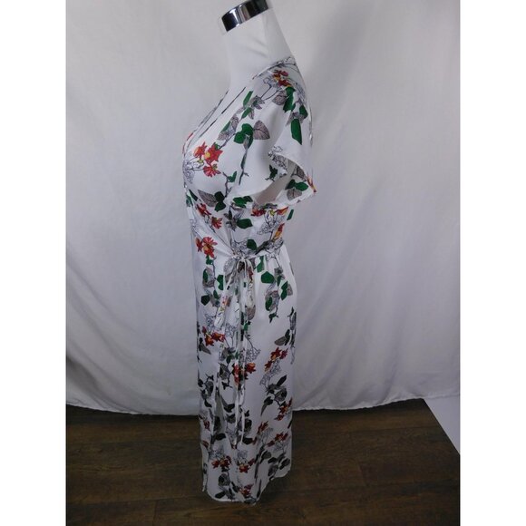 jenn & jo Dress Womens Small White Floral Wrap V-Neck Short Sleeve Tie Waist - Picture 4 of 11